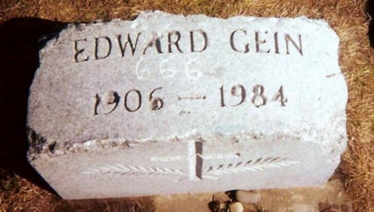 Gravestone of Edward Gein with inscription of birth and death years 1906 to 1984
