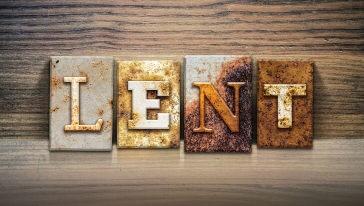 Wooden blocks spelling the word Lent