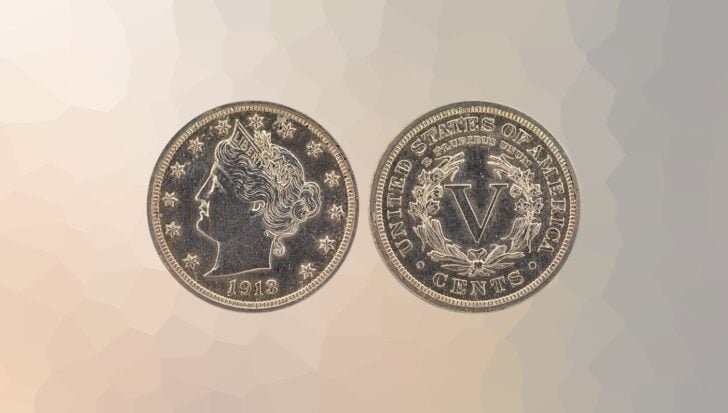 Front and back of a 1913 Liberty Head nickel